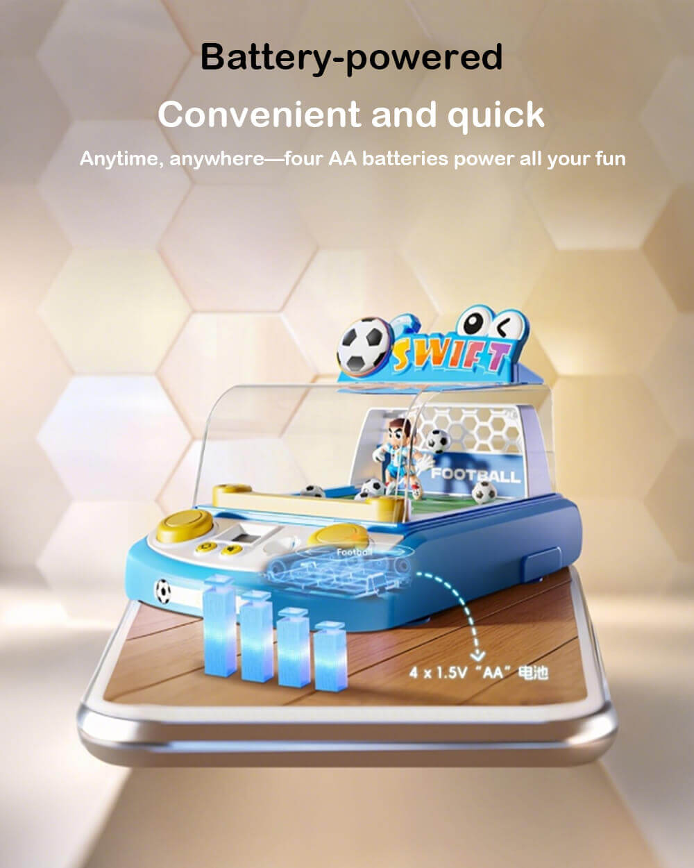 Kids Tabletop Soccer Game Interactive Arcade Soccer Machine with Light and Sound for One or 2-Player Play