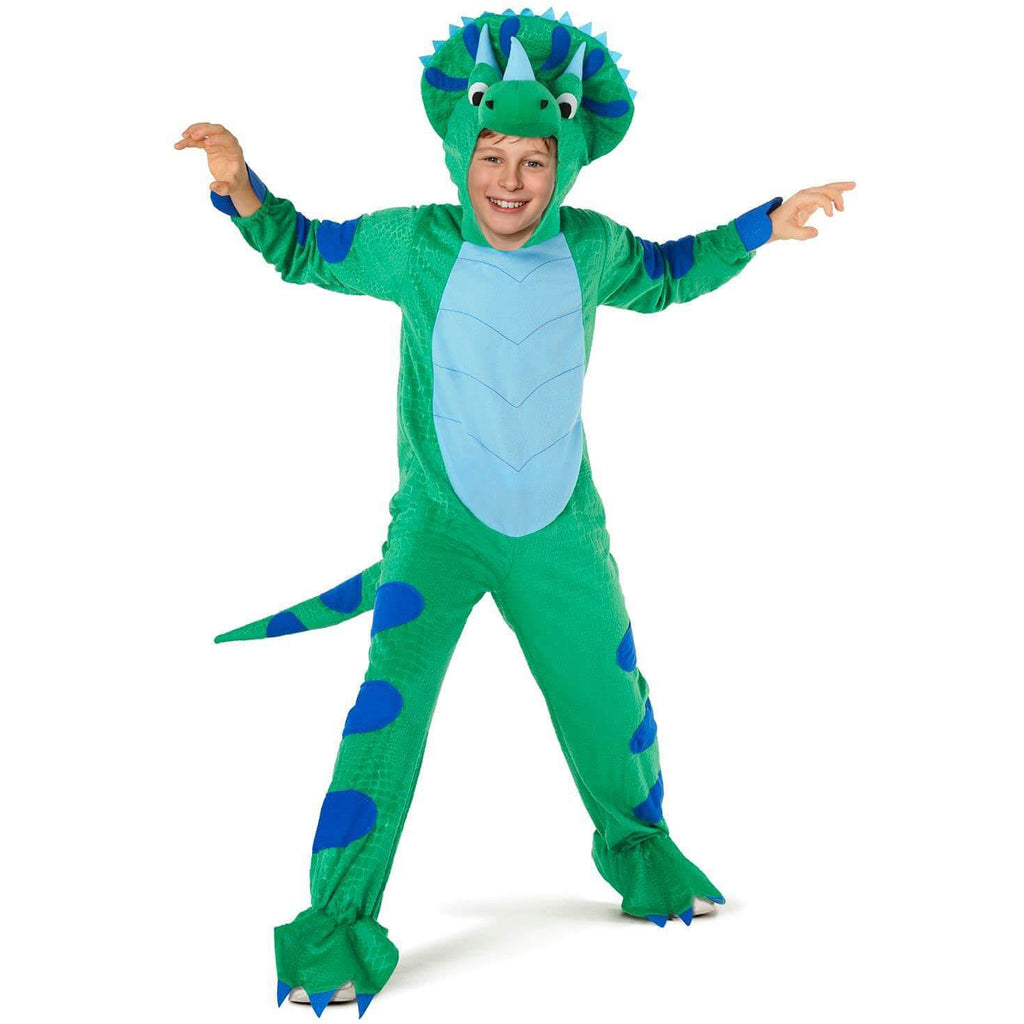 Child Triceratops Costumes Kids Dinosaur Jumpsuit Helmet Suit Halloween Costume for Boys Girls 3-12Y