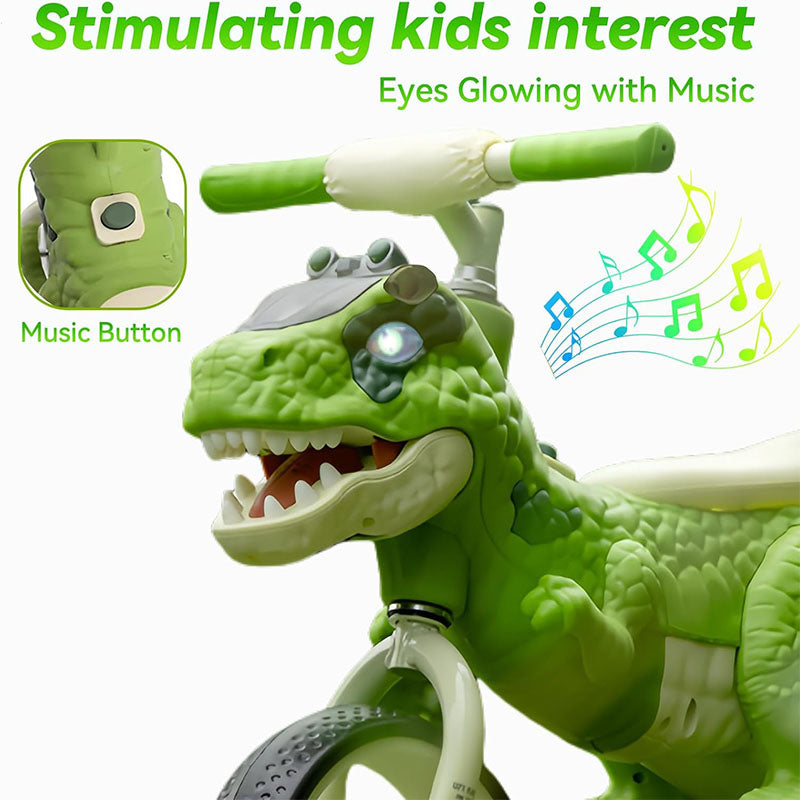 Toddler Dino Balance Bike No-Pedal Training Bike with Adjustable Handlebars and Carbon Steel Frame