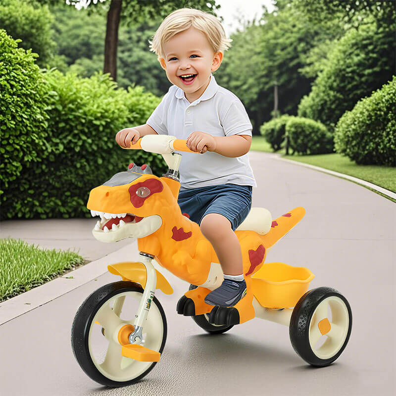Toddler Tricycle Beginners Dinosaur Ride-on Toy with Adjustable Handlebars & Dino Sounds
