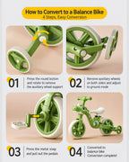 4 IN 1 Kids Tricycle Dino Toddler Balance Bike Push Tricycle with Lights and Music for Boys and Girls