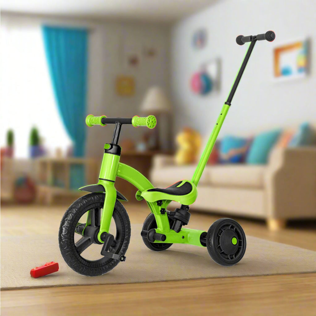 4 in 1 Kids Tricycle With Detachable Push Bar Toddler Balance Bike Ride On Toys For Boys & Girls