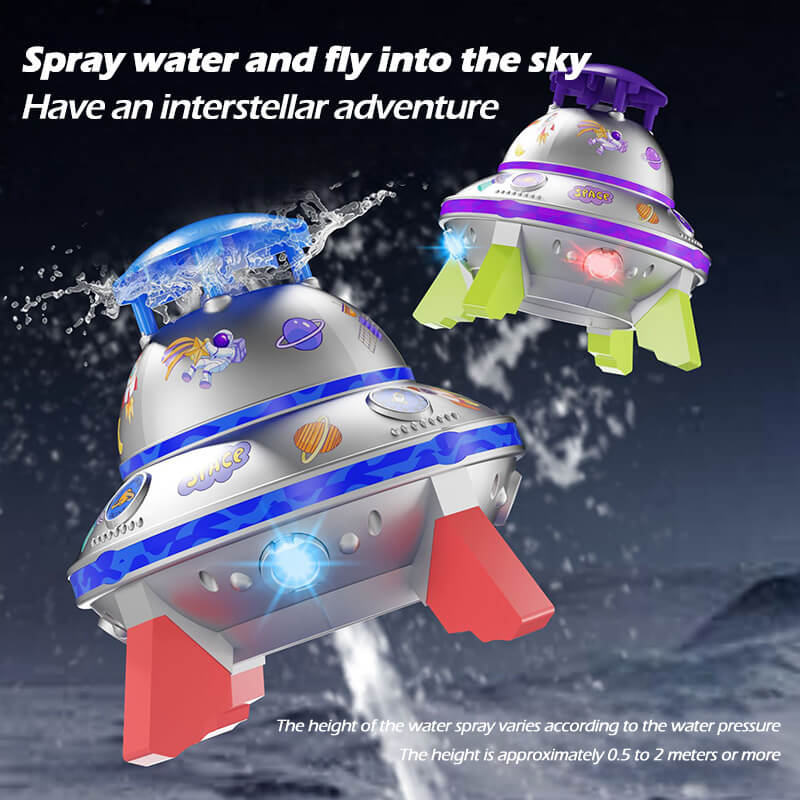 Kids UFO Rocket Sprinkler 360° Rotating Summer Water Pressure Lift Sprinkler Outdoor Water Toy