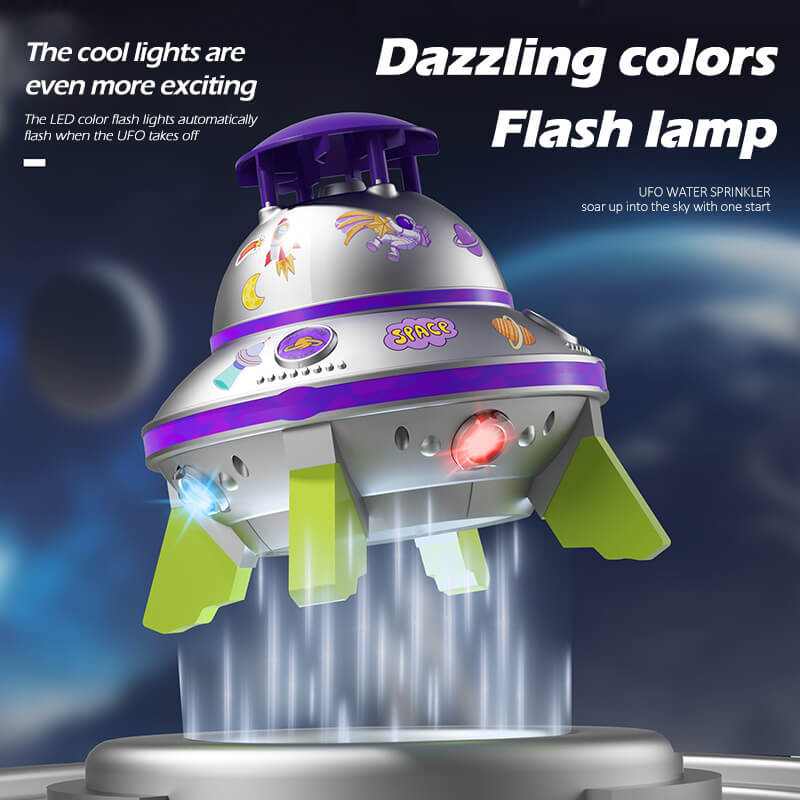 Kids UFO Rocket Sprinkler 360° Rotating Summer Water Pressure Lift Sprinkler Outdoor Water Toy