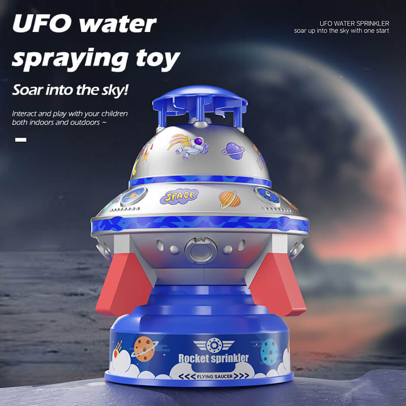 Kids UFO Rocket Sprinkler 360° Rotating Summer Water Pressure Lift Sprinkler Outdoor Water Toy