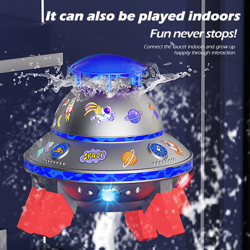 Kids UFO Rocket Sprinkler 360° Rotating Summer Water Pressure Lift Sprinkler Outdoor Water Toy