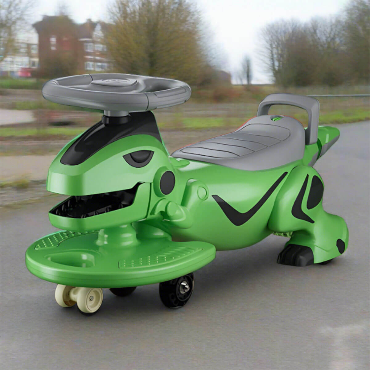 Kids Wiggle Car Dinosaur Anti-Rollover Car Ride On Toy With Flashing Wheels & Music