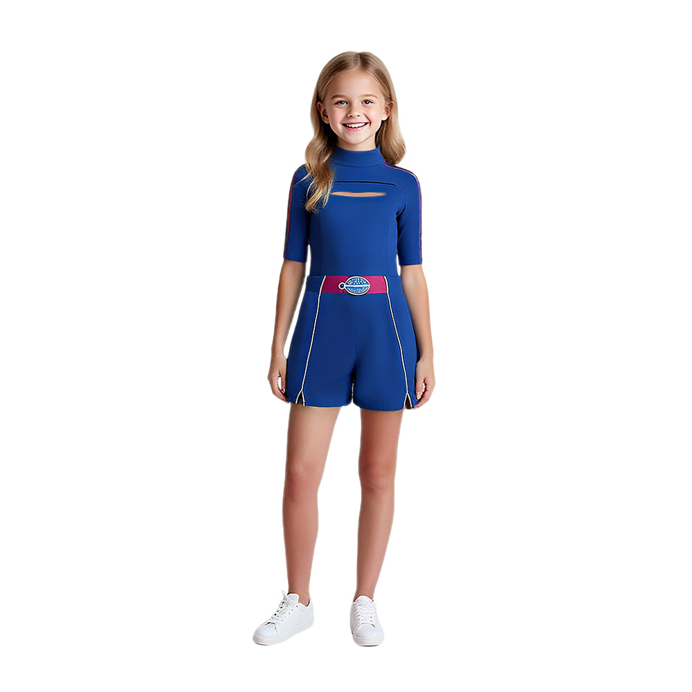 Addison Zombies Costume 3PCS Blue Addison Cosplay Outfit Top Shorts and Bracelet Set
