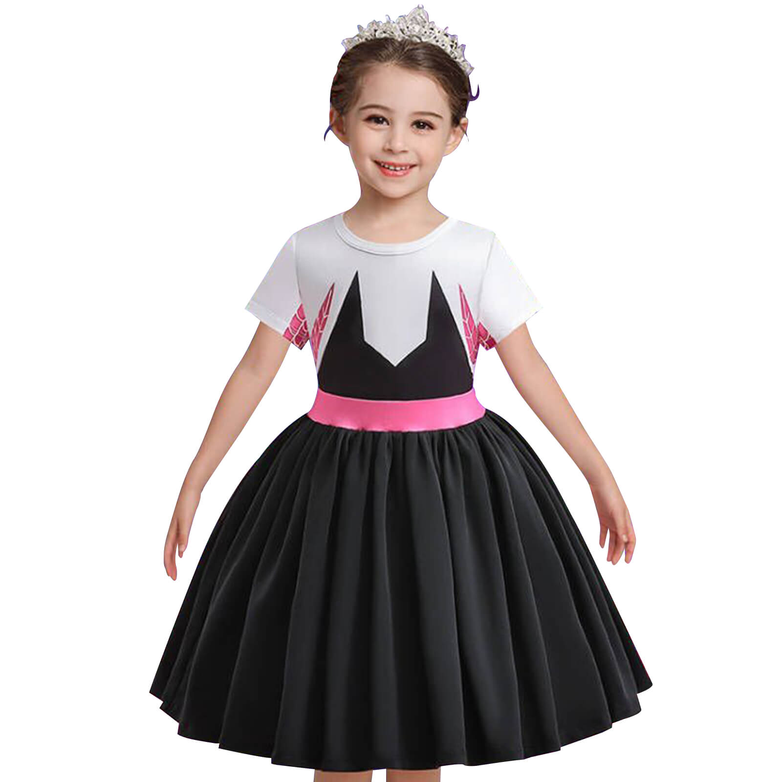 Gwen Costume Kids Super Hero Gwen Dress Baby Girl Spider Cosplay Outfit with Cloak for Halloween Carnival