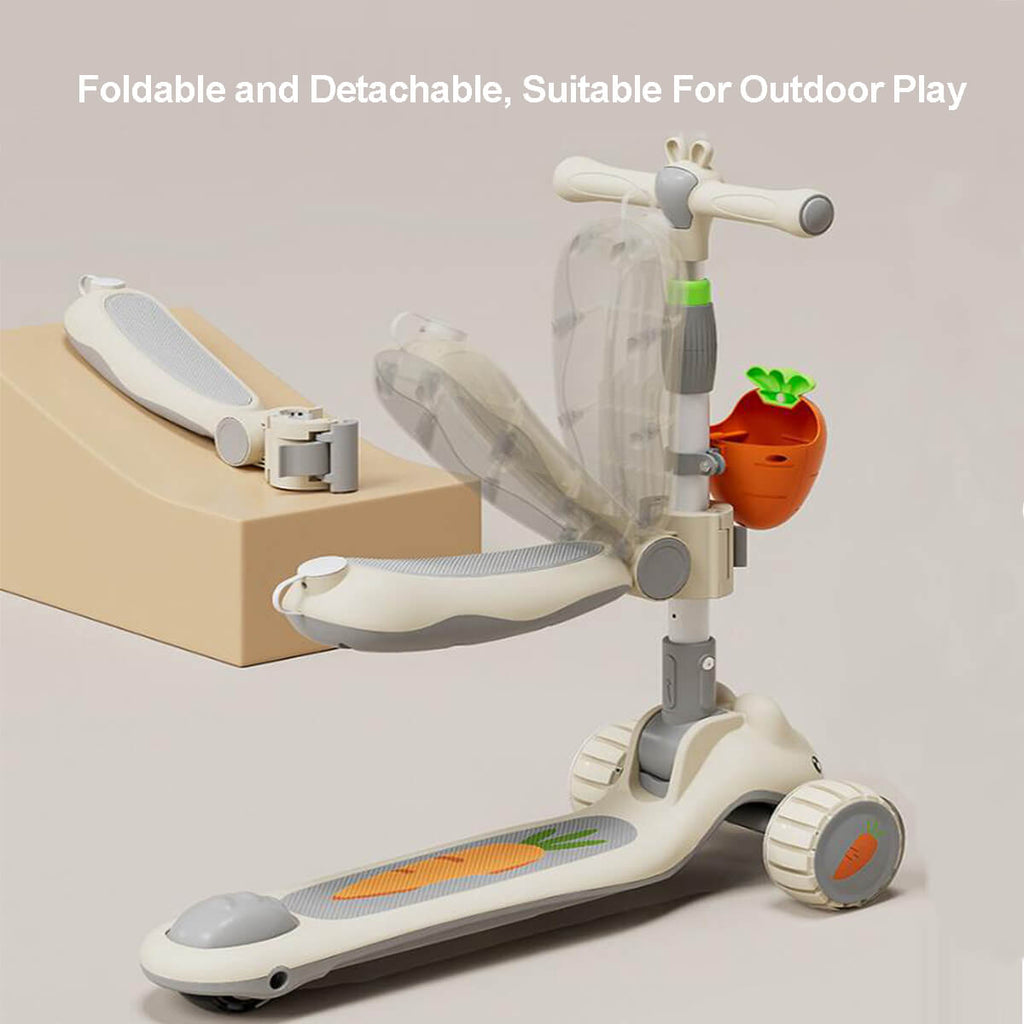 3-in-1 Toddler Scooter Cute Push Scooter with Parent Handle Kids Foldable Scooter For 1-8 Years Old