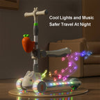 3-in-1 Toddler Scooter Cute Push Scooter with Parent Handle Kids Foldable Scooter For 1-8 Years Old
