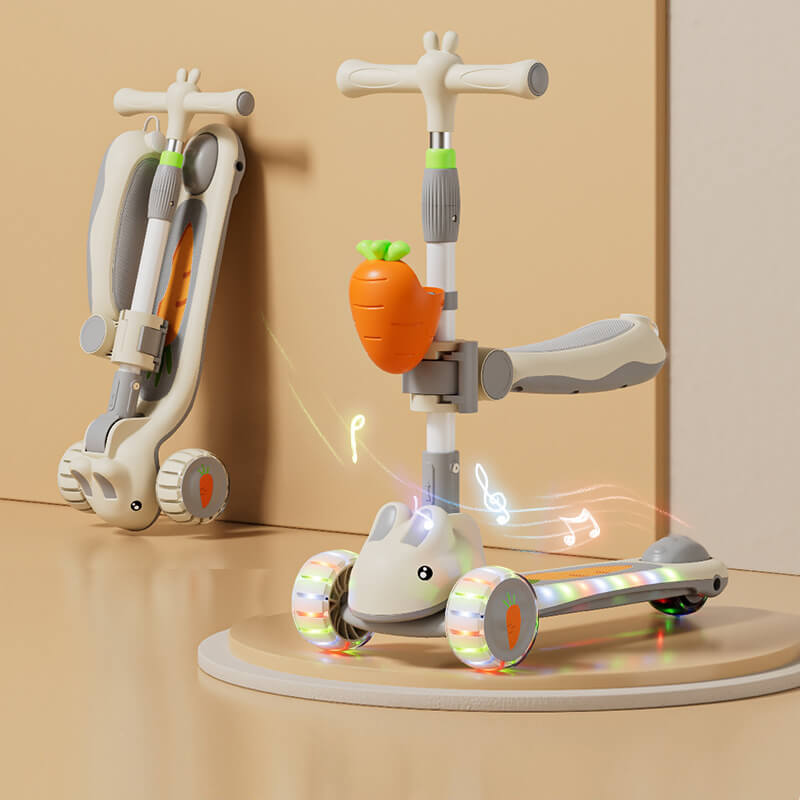 3-in-1 Toddler Scooter Cute Push Scooter with Parent Handle Kids Foldable Scooter For 1-8 Years Old