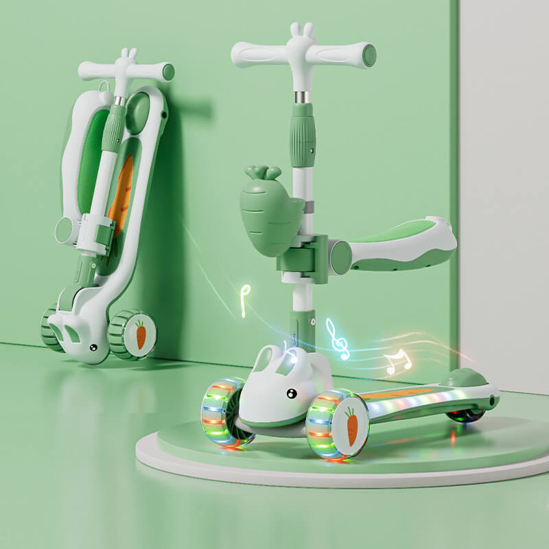 3-in-1 Toddler Scooter Cute Push Scooter with Parent Handle Kids Foldable Scooter For 1-8 Years Old