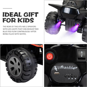 Kids 6V Electric Ride-On ATV Quad Car with Music LED Lights and Spray Device