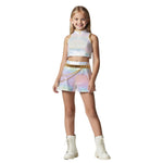 Kids Pop Idol Costume “What It Sounds Like” White Stage Cosplay Outfits Halloween Costume
