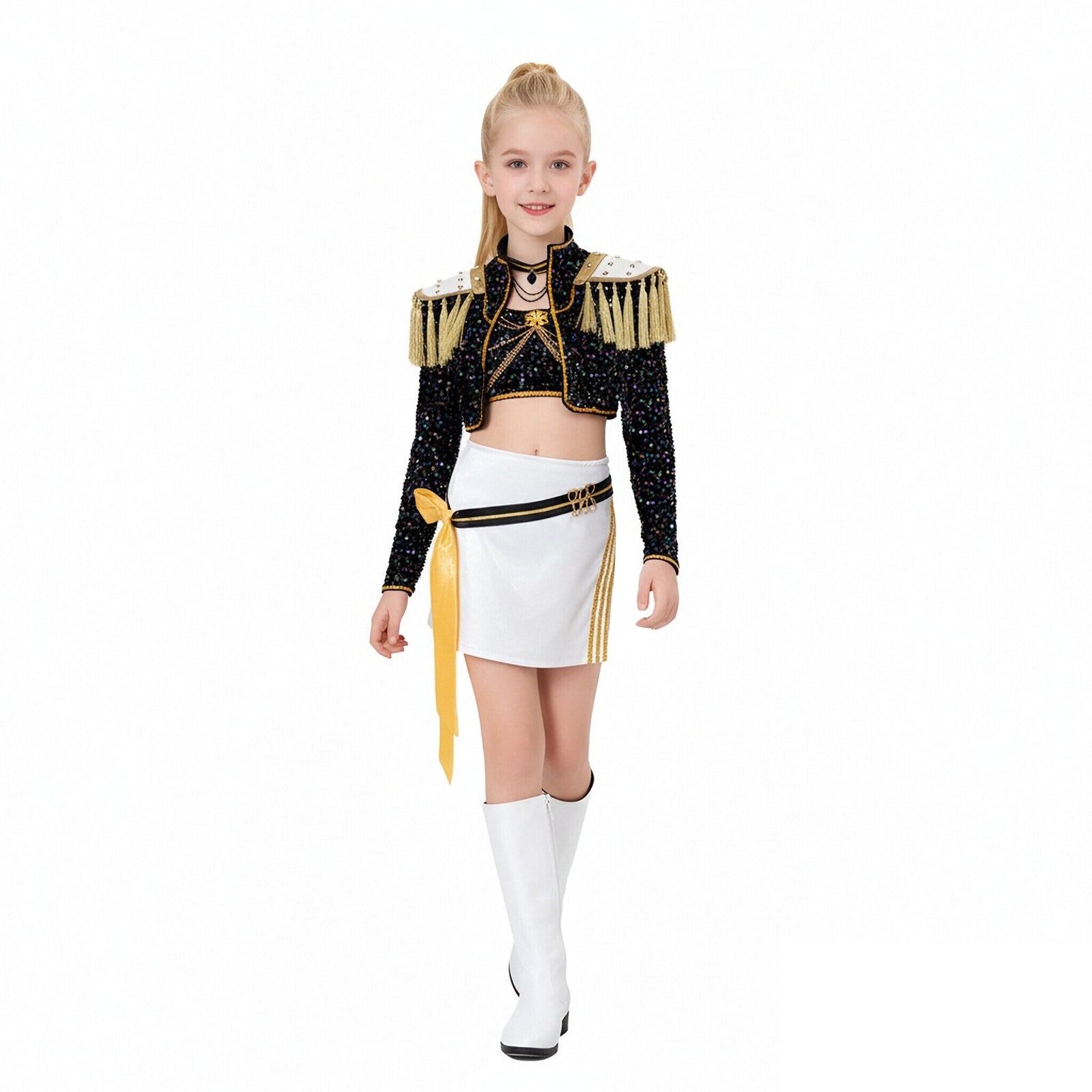 Pop Idol Costume Golden Black Stage Performance Outfit Cosplay Suit Full Set