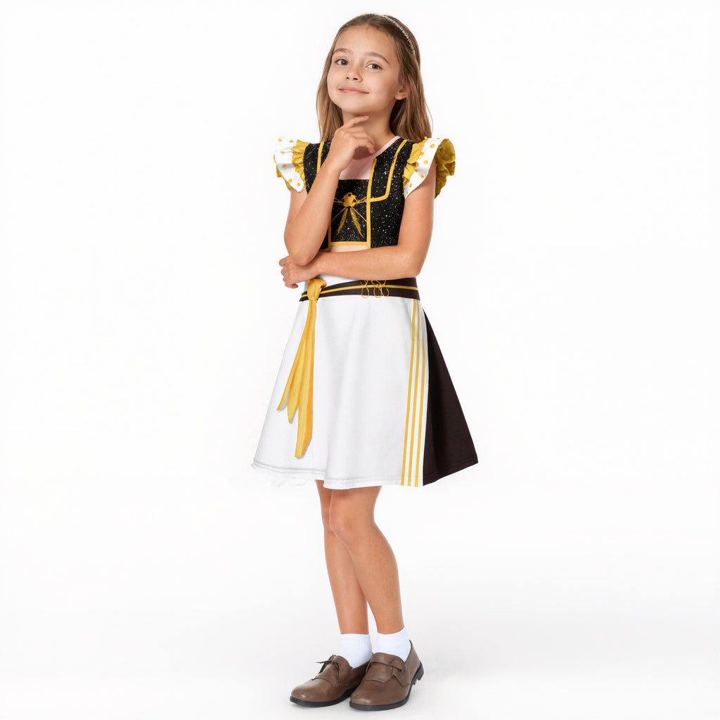 Girls Pop Star Costume Black Fashion Dress and Bag for Dress Up Party Daily Wear