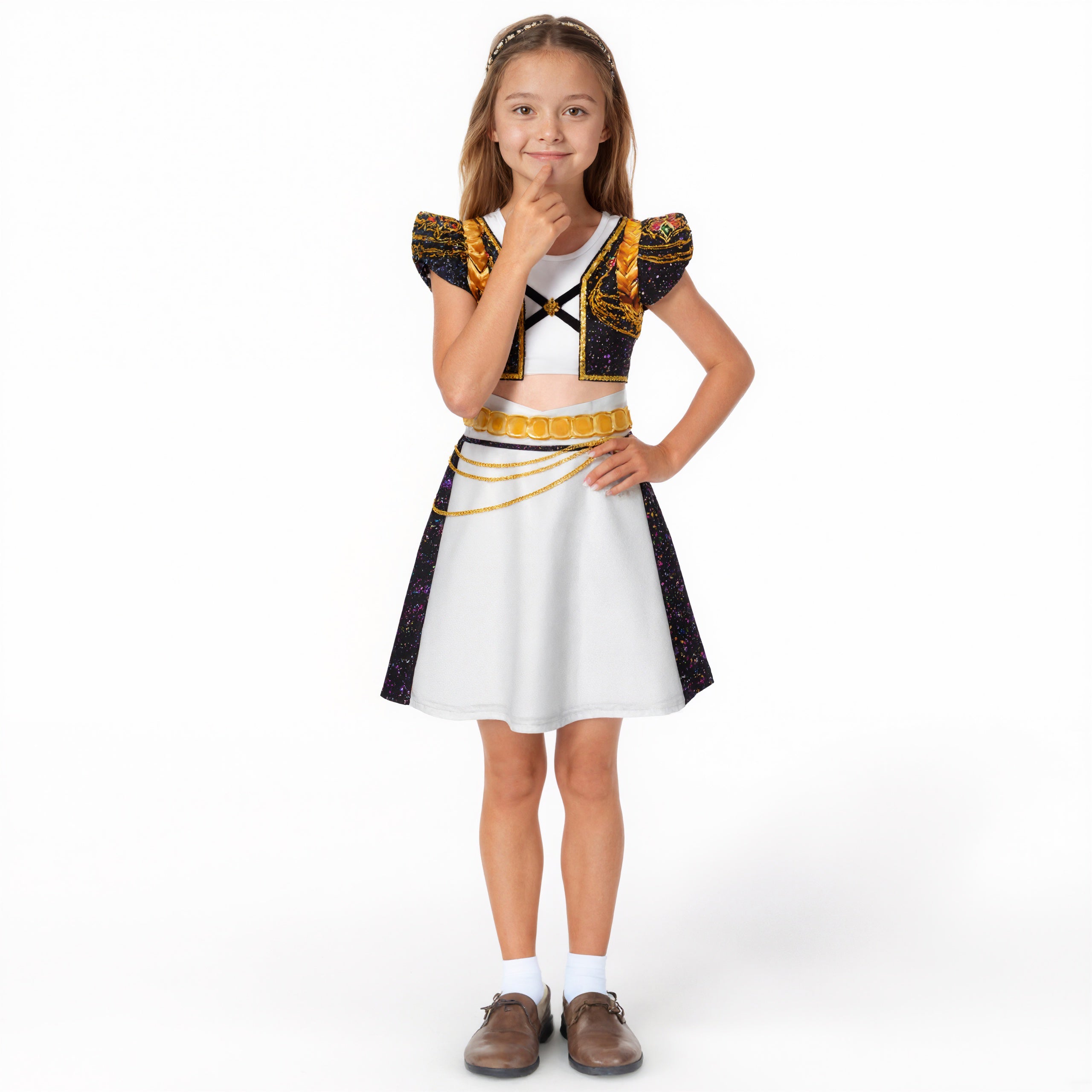 Girls Pop Star Costume Black Fashion Dress and Bag for Dress Up Party Daily Wear