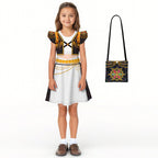 Girls Pop Star Costume Black Fashion Dress and Bag for Dress Up Party Daily Wear