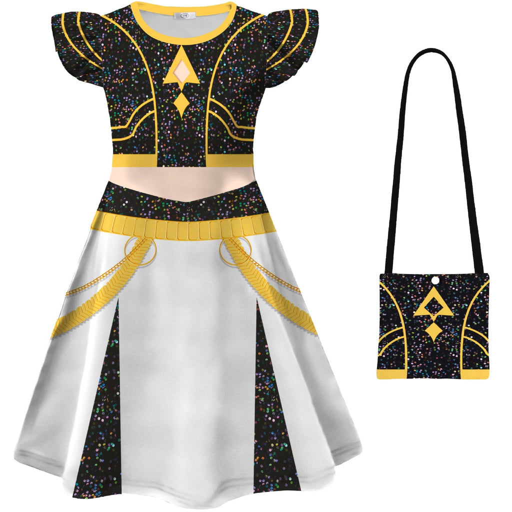 Girls Pop Star Costume Black Fashion Dress and Bag for Dress Up Party Daily Wear