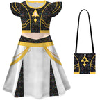 Girls Pop Star Costume Black Fashion Dress and Bag for Dress Up Party Daily Wear
