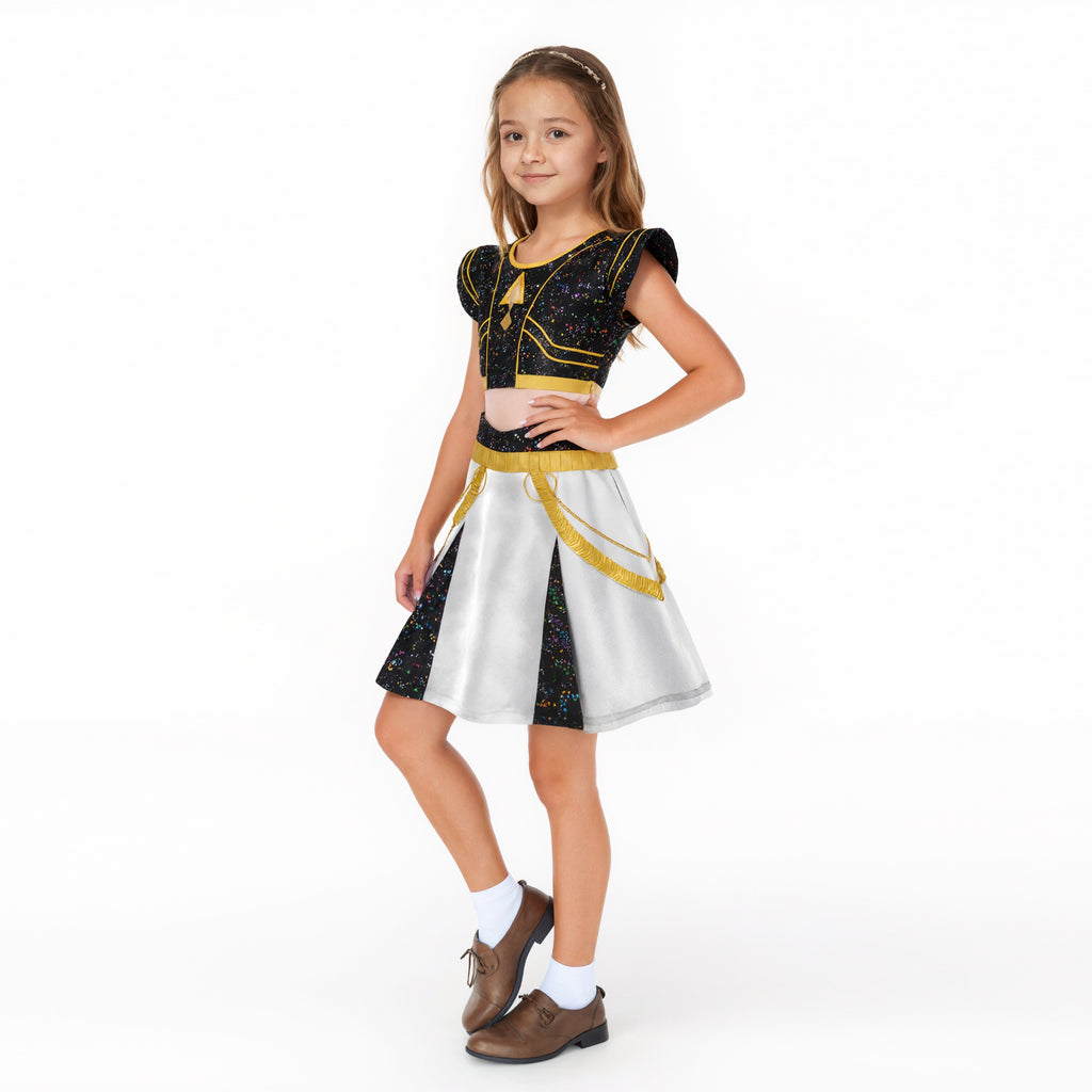 Girls Pop Star Costume Black Fashion Dress and Bag for Dress Up Party Daily Wear
