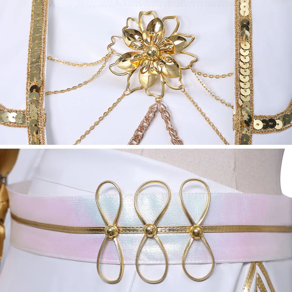 White Pop Star Cosplay Outfit What It Sounds Like Dance Dress Performance Costume
