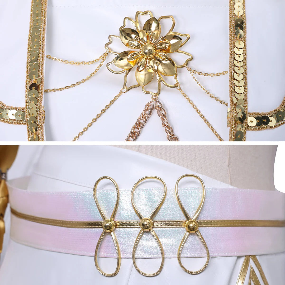 White Pop Star Cosplay Outfit What It Sounds Like Dance Dress Performance Costume