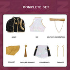 Dance Idol Costume Golden Black Suit Long Wig Pop Star Dress Up Outfit
