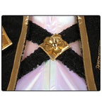 Dance Idol Costume Golden Black Suit Long Wig Pop Star Dress Up Outfit