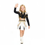 Pop Star Golden Performance Costume Black/White/Gold Stage Dance Outfit Halloween Cosplay