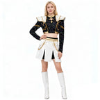 Pop Star Golden Performance Costume Black/White/Gold Stage Dance Outfit Halloween Cosplay