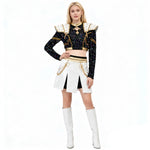 Pop Star Golden Performance Costume Black/White/Gold Stage Dance Outfit Halloween Cosplay