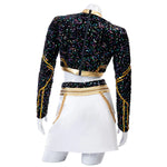 Pop Star Golden Performance Costume Black/White/Gold Stage Dance Outfit Halloween Cosplay