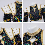 Pop Star Golden Performance Costume Black/White/Gold Stage Dance Outfit Halloween Cosplay