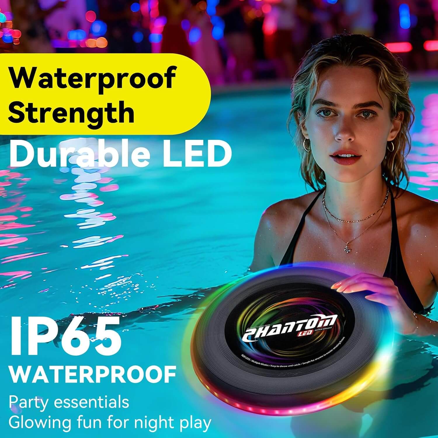 10.7'' LED Flying Disc with 13 Dynamic Light Modes Rechargeable and Waterproof Ultimate Disc for Games & Parties