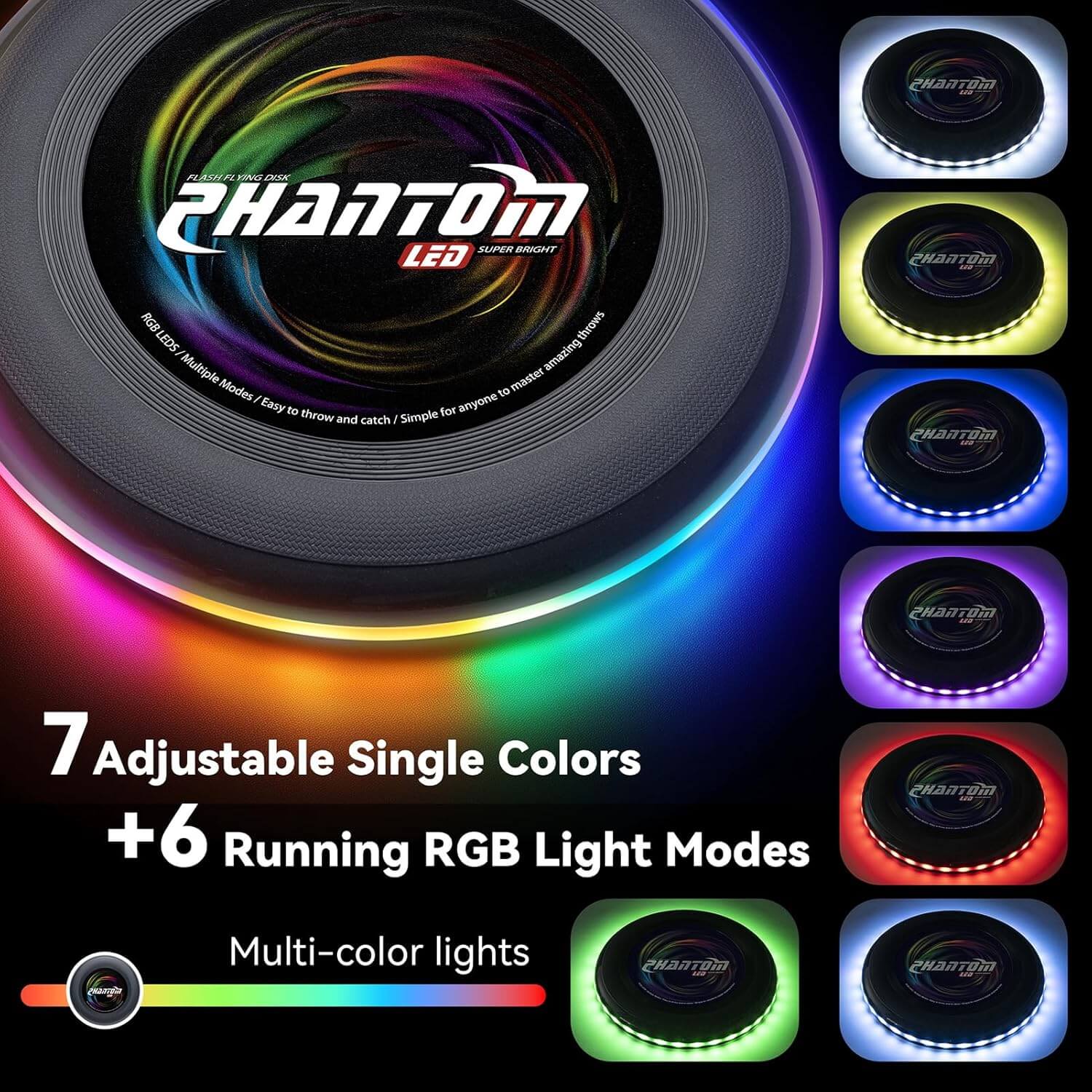 10.7'' LED Flying Disc with 13 Dynamic Light Modes Rechargeable and Waterproof Ultimate Disc for Games & Parties