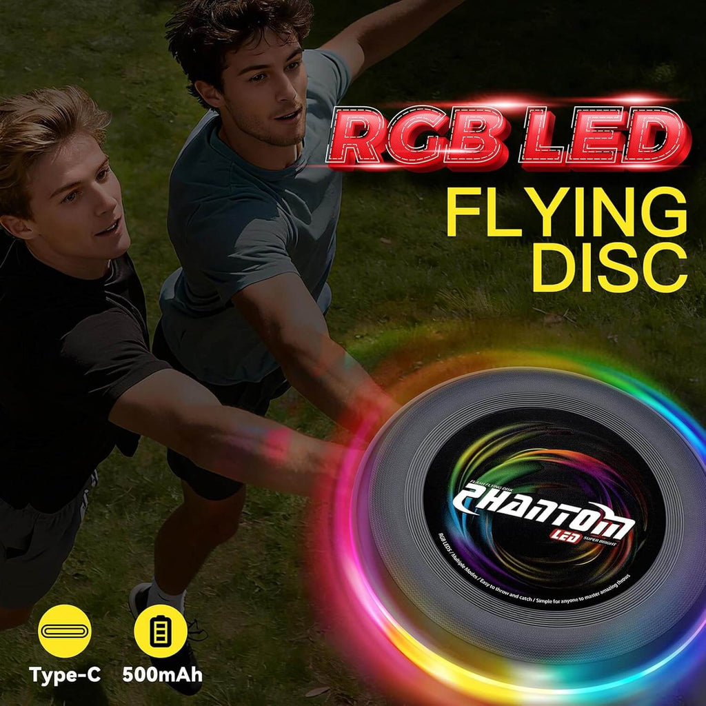 10.7'' LED Flying Disc with 13 Dynamic Light Modes Rechargeable and Waterproof Ultimate Disc for Games & Parties