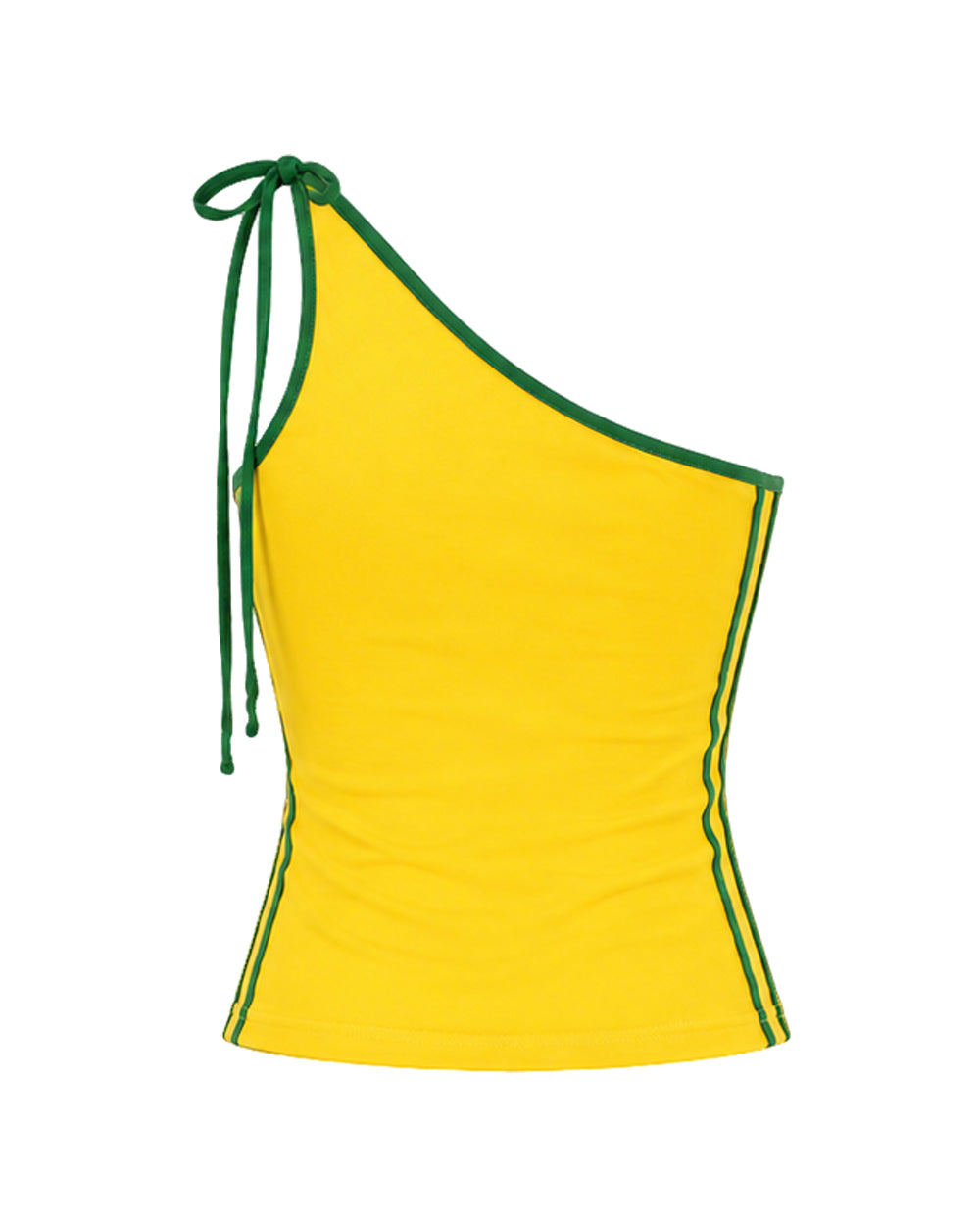 Ladies Brazil Shirt Yellow One Shoulder Crop Top for Football Game Night Tailgating