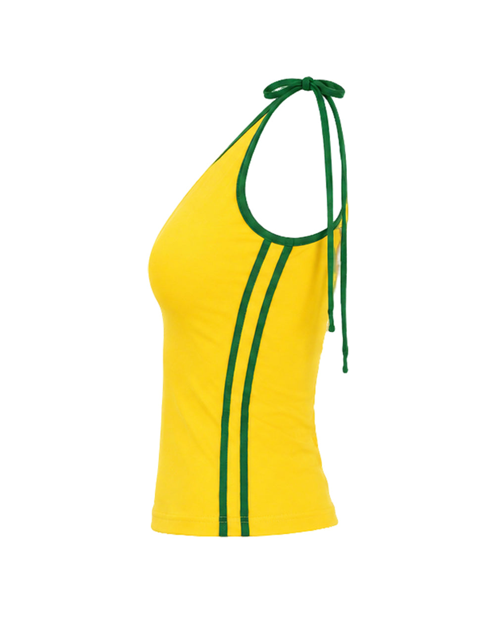 Ladies Brazil Shirt Yellow One Shoulder Crop Top for Football Game Night Tailgating