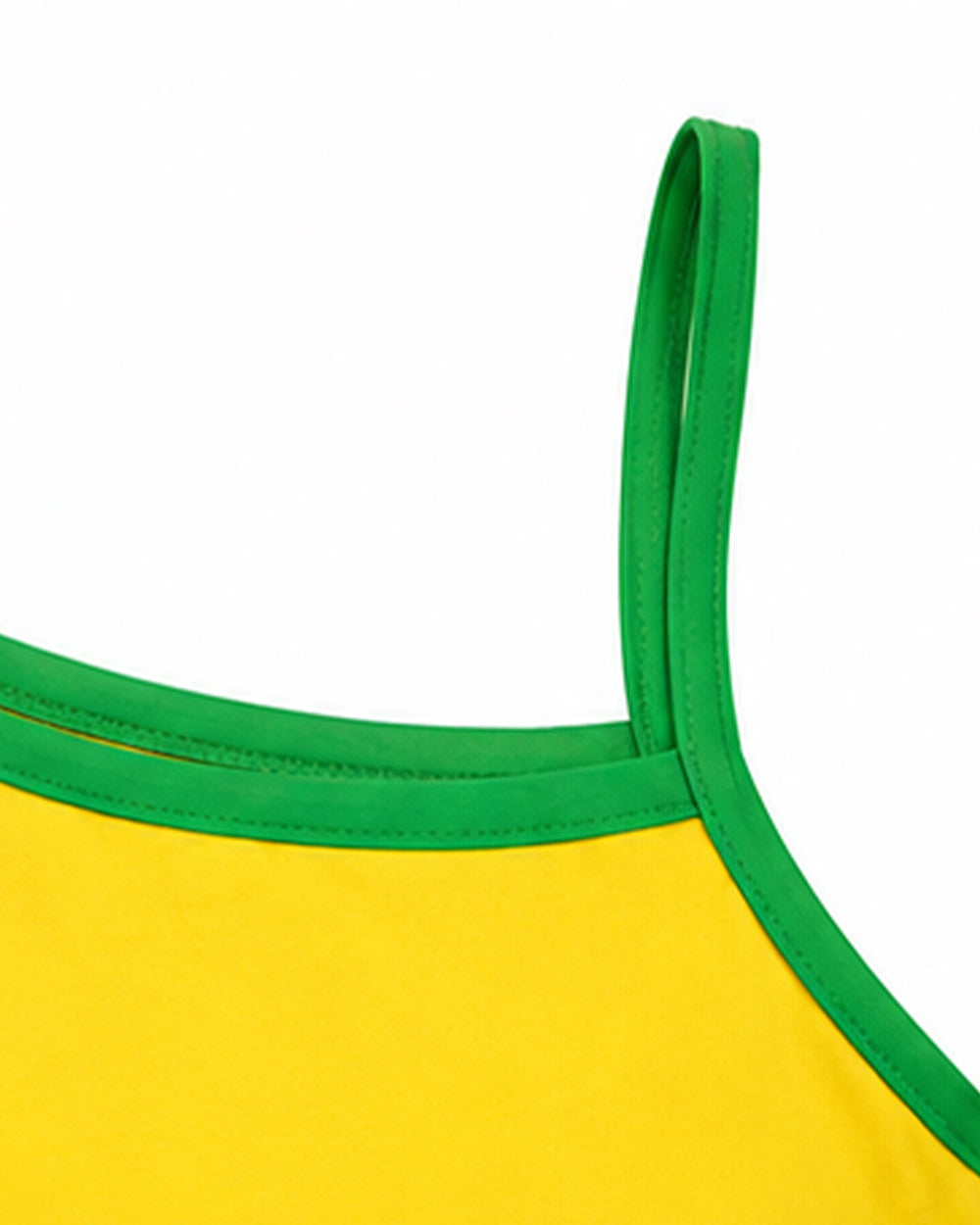 Ladies Brazil Soccer Jersey Yellow One Shoulder Crop Top for Sports Game Day Party Stadium Cheering