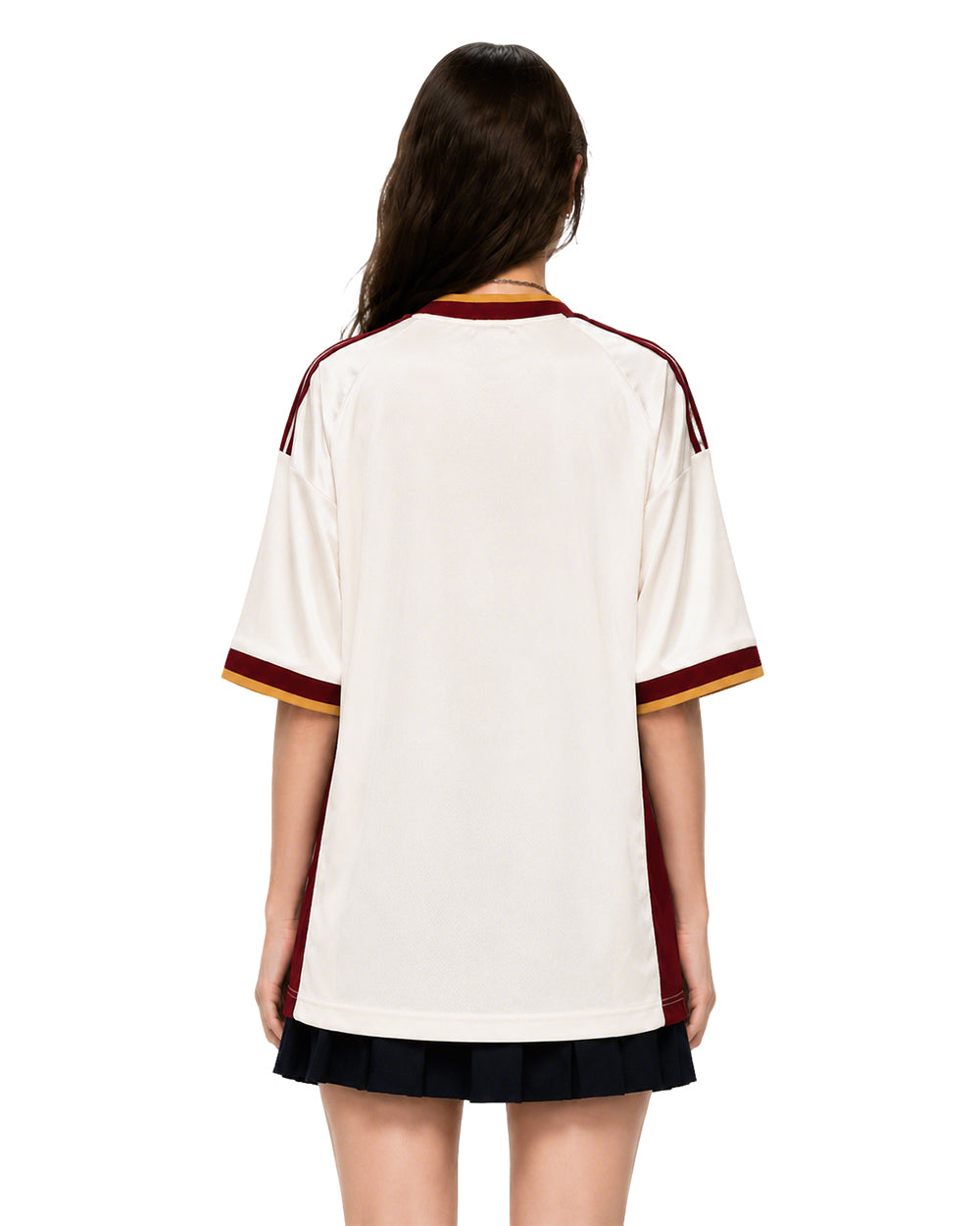 Lady Spain Jersey Cream White Oversized Mesh T Shirt for Football Game Day Watch Parties