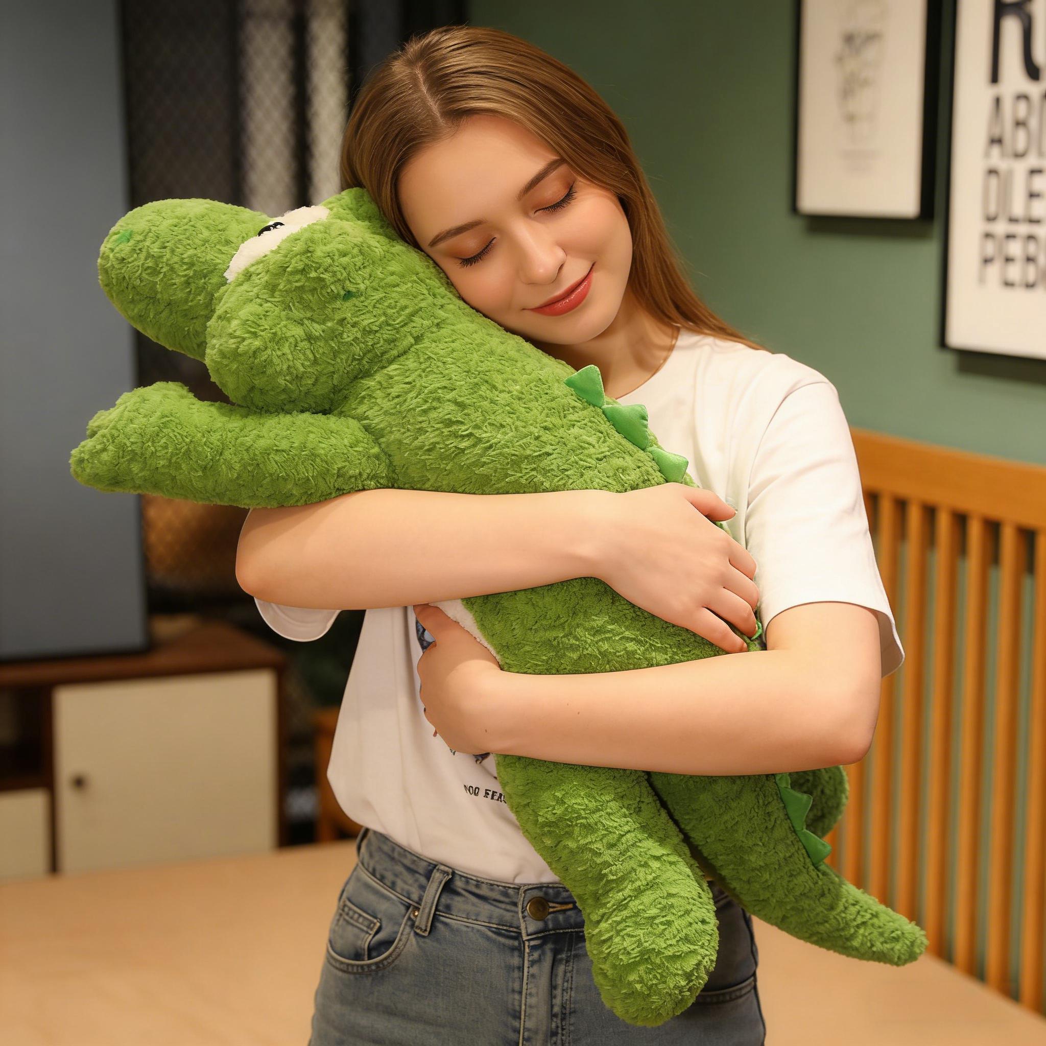 Large Soft Dino Plush Toy Crocodile Stuffed Animal Bed Pillow Toy For Kids and Adult