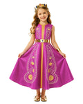 Girls Layla Princess Costume Rose Red Sleeveless Dress with Headband and Belt for Halloween Carnival