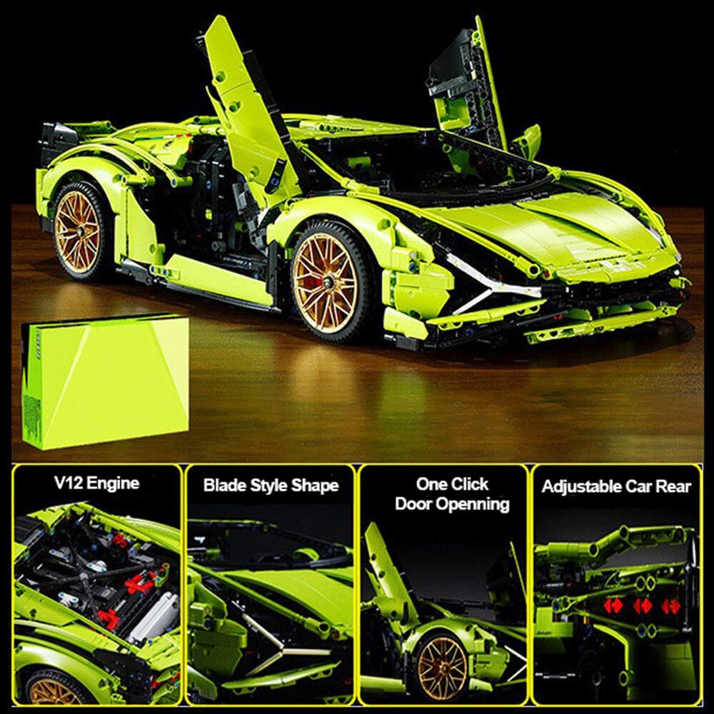 1280 PCS RC Racing Lambo Car 1/14 Remote Control Sports Cars Building Blocks w/ App Remote