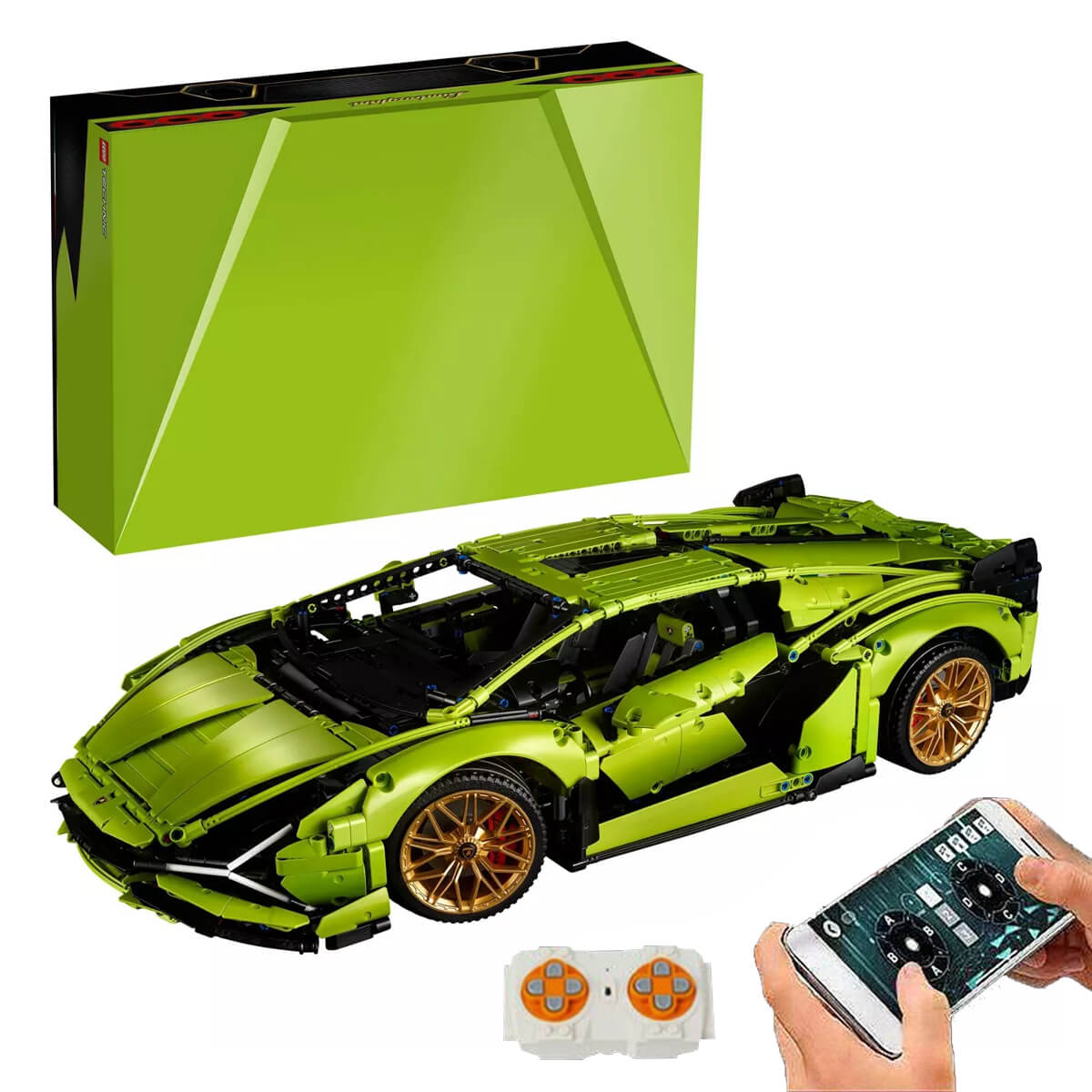 1280 PCS RC Racing Lambo Car 1/14 Remote Control Sports Cars Building Blocks w/ App Remote