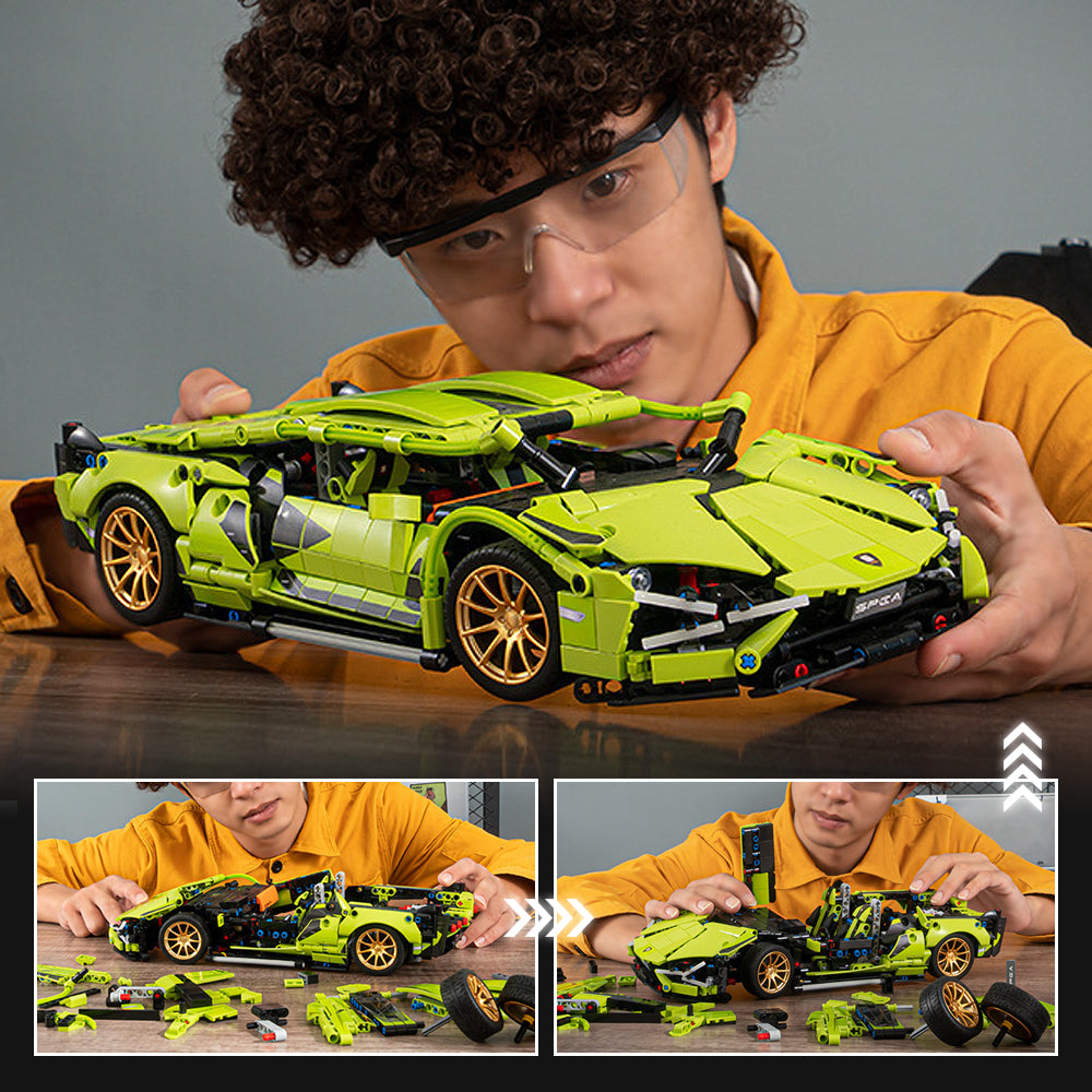 1280 PCS RC Racing Lambo Car 1/14 Remote Control Sports Cars Building Blocks w/ App Remote