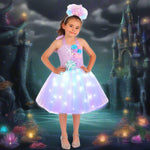 Girls Mermaid Light Up Dress Tulle Ball Gown Glowing Dress with Headband for Party