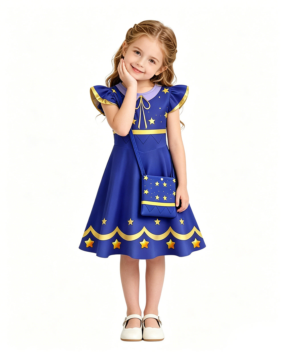 Braided Doll Outfit Navy Star Ruffle Dress with Tights and Bag for 2026 Cosplay Events