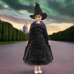 Girls Elphaba Costume Black Wicked Dress and Cape for Dress Up Party